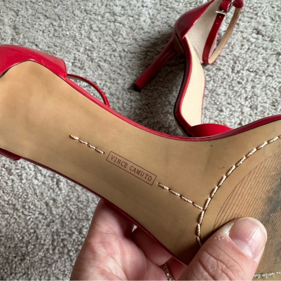 Vince Camuto Women's Leather Lauralie Glamour Red Ankle Strap Heeled Sandal 10 - Picture 8 of 10